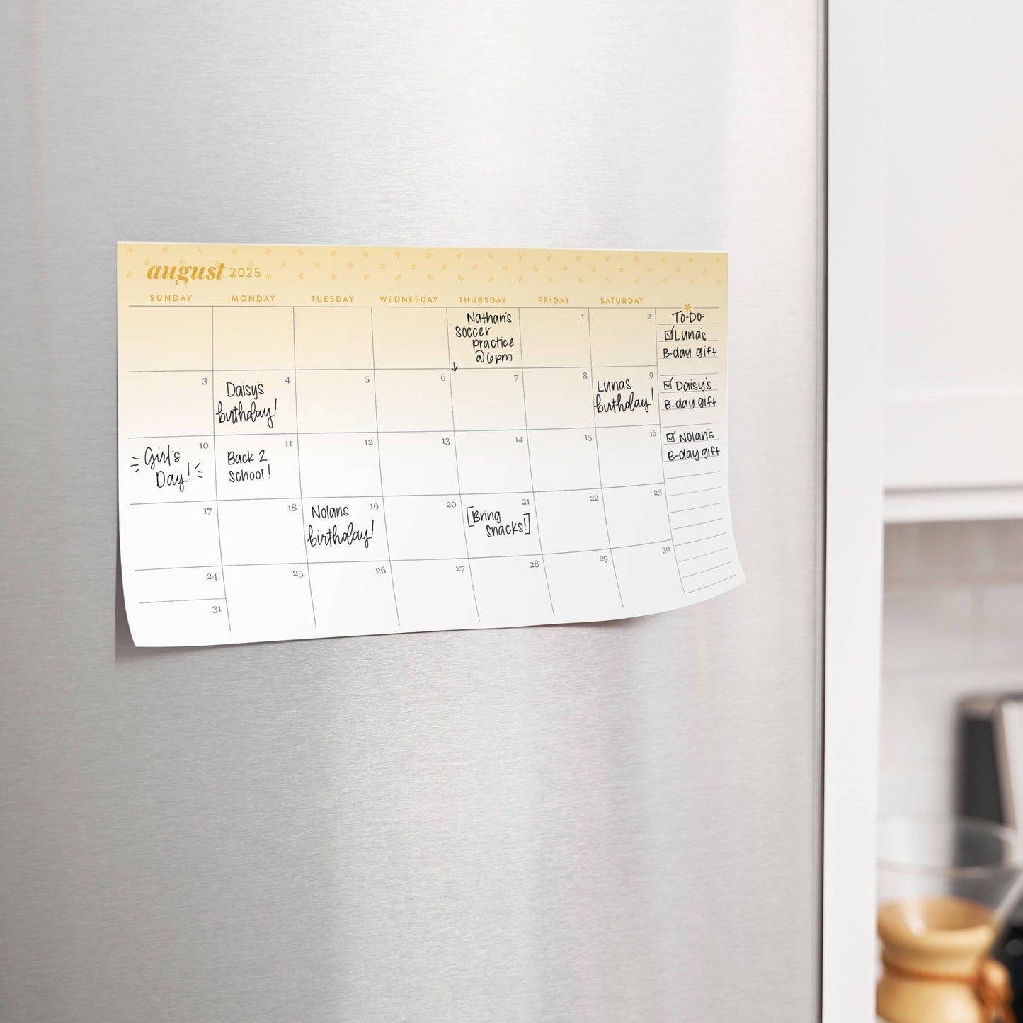 2025 Monthly Calendar Sticky Note