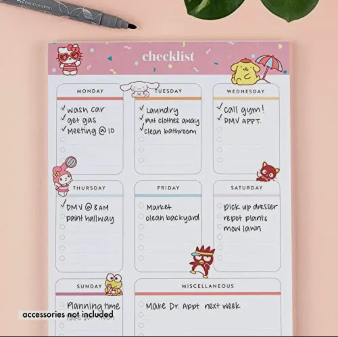 Hello Kitty and Friends x Erin Condren Checkist Notepad