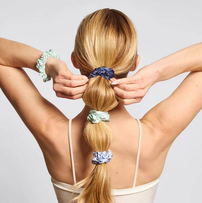 Ruched Satin Scrunchies 5pc Set - Garden Bouquet