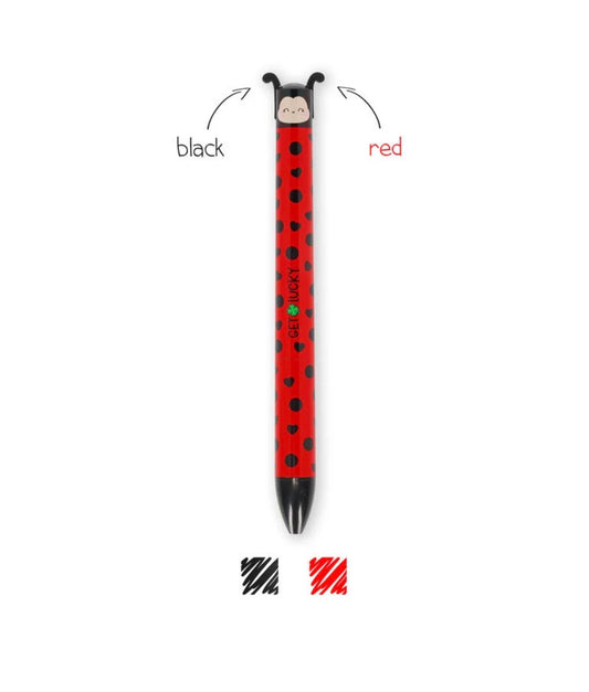 Two-Colour Click Clack Ballpoint Pen Ladybug - Ladyburd